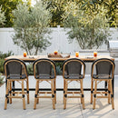 PURPLE LEAF Patio French Counter Stool Set of 2 Outdoor Backrest Barstools Aluminum Frame Woven Rattan for Indoor Kitchen Garden Balcony Restaurant