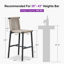 PURPLE LEAF Bar Stools Set of 2 with Back Aluminum Patio Counter Height Stools for Pool Lawn Kitchen All Weather Wicker Outdoor Bar Chairs