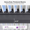 PURPLE LEAF Louvered Pergola Grey Outdoor Aluminum Pergola with Roller Blinds Adjustable Gazebo Rainproof for Patio Deck Garden