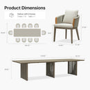 PURPLE LEAF Outdoor Dining Set for Family, Aluminum Outdoor Patio Table and Chairs Set with Olefin Cushions, Patio Furniture Set for Garden or Deck, Beige