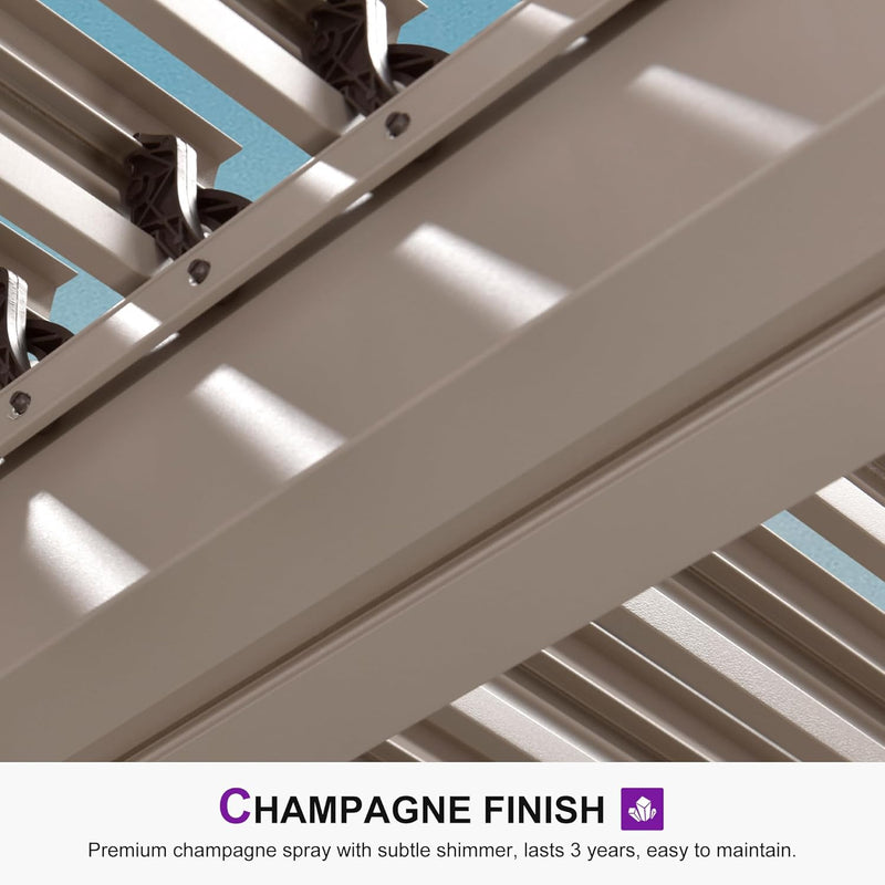 PURPLE LEAF Louvered Pergola Outdoor Aluminum Pergola with Adjustable Roof for Deck Backyard Garden Hardtop Gazebo