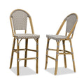 OPEN BOX I PURPLE LEAF French Counter Height Bar Height Stool Set of 2, Patio Bar Chairs with Back Rattan, French Bistro Set