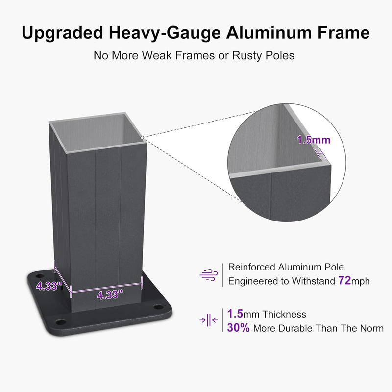 PURPLE LEAF Louvered Pergola Grey Outdoor Aluminum Pergola with Roller Blinds Adjustable Gazebo Rainproof for Patio Deck Garden
