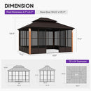 PURPLE LEAF Bronze Frame Sunroom Hardtop Gazebo Solarium Wood Grain Columns Galvanized Steel Double Roof All-Weather Screen House