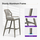 Clearance - PURPLE LEAF Patio Sunbrella Bar Stools Rattan Bar Aluminum Bar Stool Outdoor Barstools with Back and Cushion for Garden Kitchen Island