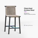 PURPLE LEAF Bar Stools Set of 2 with Back Aluminum Patio Counter Height Stools for Pool Lawn Kitchen All Weather Wicker Outdoor Bar Chairs