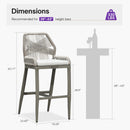 Clearance - PURPLE LEAF Patio Sunbrella Bar Stools Rattan Bar Aluminum Bar Stool Outdoor Barstools with Back and Cushion for Garden Kitchen Island