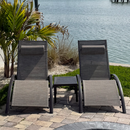PURPLE LEAF Outdoor Chaise Lounge Chair  Patio Pool Lounger Bronze Aluminum Chairs with Side Table Adjustable Tanning Recliner for Outside Backyard Yard Deck Balcony Beach