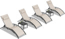 OPEN BOX I PURPLE LEAF Patio Chaise Lounge Set Outdoor Beach Pool Sunbathing Lawn Lounger Recliner Chair Outside Chairs with Side Table Included