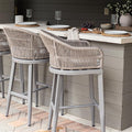 PURPLE LEAF Outdoor Bar Stools Set of 2 Rattan Bar Stools Counter Stools with Back and Cushions  for Patio, Garden, Kitchen