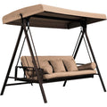 PURPLE LEAF Outdoor Patio Porch Swing Adjustable Backrest, 3-seat Swing Chair with Weather Resistant Steel Frame for Backyard ,Pillows Included