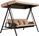 PURPLE LEAF Outdoor Patio Porch Swing Adjustable Backrest, 3-seat Swing Chair with Weather Resistant Steel Frame for Backyard ,Pillows Included