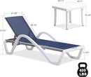 PURPLE LEAF Patio Chaise Lounge Chair Set Outdoor Plastic Textilene Lounger with Side Table 6 Adjustable Positions Sun Bathing Tanning Recliner for Pool Outside Beach in-Pool Lawn Poolside