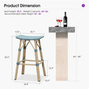 PURPLE LEAF Outdoor Bar Stools Set of 2 Backless Rattan Barstools with Saddle Seat and Footrest All Weather Aluminum Bar Chairs for Patio Kitchen Island Pool Balcony
