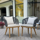 PURPLE LEAF 2 Pieces Patio Dining Chair Set All-Weather Wicker Dining Chair Aluminum Bistro Set with Cushions and Pillows for Garden Deck Kitchen