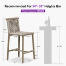 PURPLE LEAF Bar Stools Set of 2 with Back Aluminum Patio Counter Height Stools for Pool Lawn Kitchen All Weather Wicker Outdoor Bar Chairs