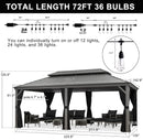 PURPLE LEAF Patio Gazebo for Backyard | Hardtop Galvanized Steel Frame with String Lights | Light Grey