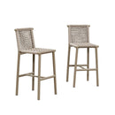 PURPLE LEAF Bar Stools Set of 2 with Back Aluminum Patio Counter Height Stools for Pool Lawn Kitchen All Weather Wicker Outdoor Bar Chairs