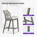 Clearance - PURPLE LEAF Patio Sunbrella Bar Stools Rattan Bar Aluminum Bar Stool Outdoor Barstools with Back and Cushion for Garden Kitchen Island