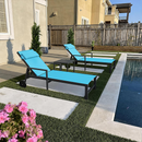 PURPLE LEAF Outdoor Lounge Chair Patio Chaise Pool Lounger Aluminum Frame with Side Table and Wheels for Outside Sunbathing Tanning Recliner Including Pillows