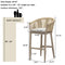 PURPLE LEAF Counter Stools, Bar Stools Set of 2 Rattan Bar Stools Wicker Bar Chairs Woven Aluminum Barstools with Back and Cushions