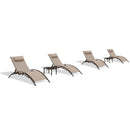 PURPLE LEAF Outdoor Chaise Lounge Chair  Patio Pool Lounger Bronze Aluminum Chairs with Side Table Adjustable Tanning Recliner for Outside Backyard Yard Deck Balcony Beach