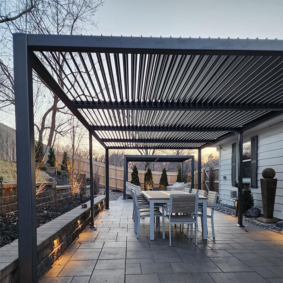PURPLE LEAF Louvered Pergola Outdoor Adjustable Roof Modern Patio Alum