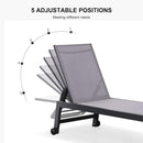 PURPLE LEAF Patio Chaise Lounge Textilene Pool with Wheels Sunbathing Chair for Outdoor, Beach, Yard, Side Table Included