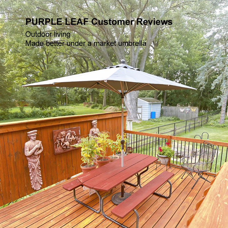 PURPLE LEAF Deluxe Aluminum Market Umbrella, Outdoor Table Umbrella for Patio, Porch