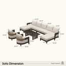 PURPLE LEAF Tuscany U-Shaped Patio Conversation Set with Removable Cushions and Pillows Bronze Aluminum Frame Outdoor Couch Sets for Porch Yard Garden