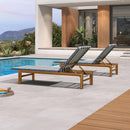 PURPLE LEAF Outdoor Teak Chaise Lounge Chair, Wood Grain Aluminum Outdoor Pool Lounge Chairs with Adjustable Backrest, Breathable Recliner for Patio, Poolside, Garden
