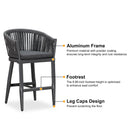 PURPLE LEAF Counter Stools, Bar Stools Set of 2 Rattan Bar Stools Wicker Bar Chairs Woven Aluminum Barstools with Back and Cushions