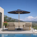 PURPLE LEAF Premium Teak‑Finish Aluminum Frame Outdoor Patio Market Umbrella with Rope Pulley Lift