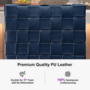 PURPLE LEAF Outdoor Counter Height Stools Set of 2, PU Leather Patio Bar Set with Aluminum Frame, Bar Chairs for Poolside, Garden, Kitchen Island