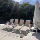 PURPLE LEAF Patio Chaise Lounge Chair Outdoor Plastic Textilene Sun Bathing Recliner Tanning Pool Lounger with 6 Adjustable Position for Outside Beach in-Pool Lawn Poolside