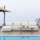 PURPLE LEAF Hailar L-Shaped Patio Conversation Set with Genuine Teak Cushions and Pillows Olefin Rope Backres Outdoor Couch Sets for Backyard Porch
