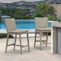 PURPLE LEAF Outdoor Counter Height Stools Set of 2, PU Leather Patio Bar Set with Aluminum Frame, Bar Chairs for Poolside, Garden, Kitchen Island