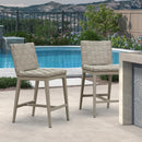 PURPLE LEAF Outdoor Counter Height Stools Set of 2, PU Leather Patio Bar Set with Aluminum Frame, Bar Chairs for Poolside, Garden, Kitchen Island