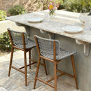 PURPLE LEAF Patio Counter Height Bar Stools Set of 2 Metal Bar Chairs with Back Wicker Woven Stools for Kitchen Island Pool Garden Outdoor Barstools