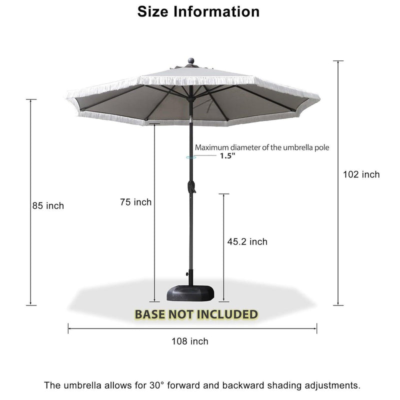 purple leaf patio umbrella size information