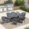 PURPLE LEAF 7/9/11 Pieces Outdoor Dining Set with Aluminium Table and Rattan Chairs, Grey