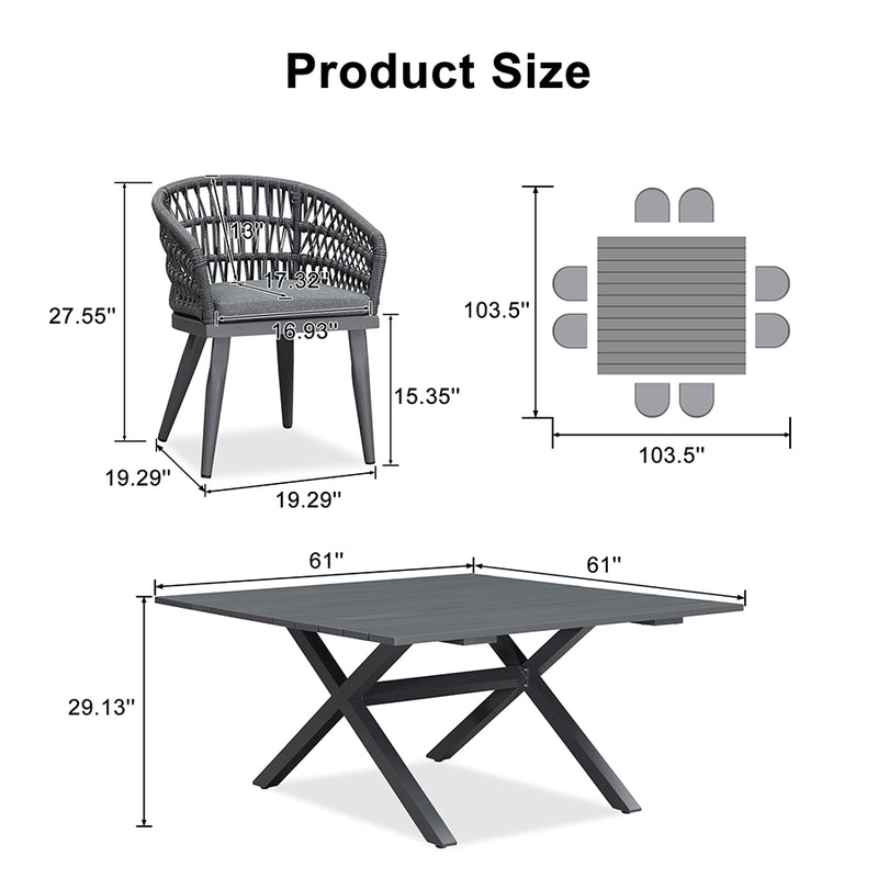 PURPLE LEAF Outdoor Dining Set Rattan Dining Chairs and Table for Garden Patio