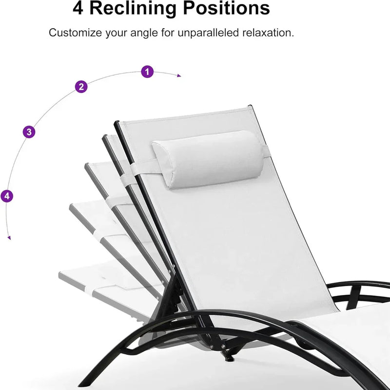 PURPLE LEAF Patio Chaise Lounge Set Outdoor Beach Pool Sunbathing Lawn Lounger Recliner Chair Outside Chairs with Side Table Included