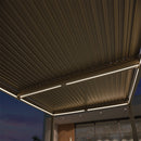 PURPLE LEAF Caesar Solar Louvered Pergola with LED Strip Lights and Control Panel Aluminum Outdoor Pergola with Adjustable Roof for Patio Deck Garden Yard Champagne