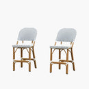 PURPLE LEAF Outdoor Bar Height Stools Set of 2 French Country Patio Rattan Bar Stool Chairs Outdoor Armless Barstools for Porch Garden Indoor Kitchen