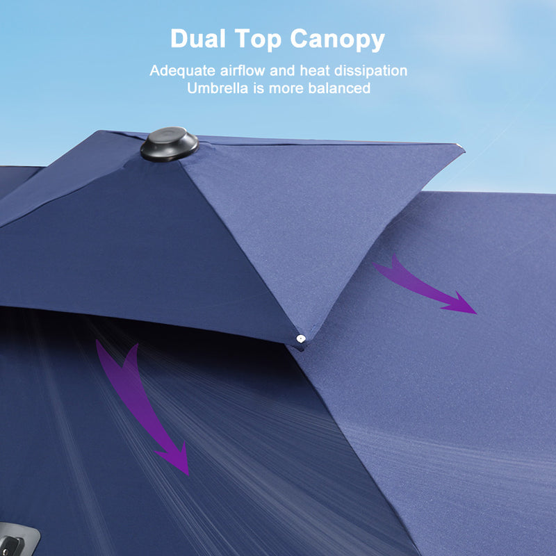 PURPLE LEAF Rectangular Large Outdoor Cantilever Umbrella for Garden, Pool