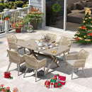 PURPLE LEAF Outdoor Dining Set All-Weather PE Rattan Outdoor Patio Furniture Set with Aluminum Frame