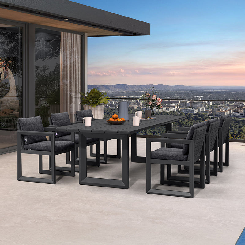 PURPLE LEAF Caesar Outdoor Dining Set Aluminum Luxury Patio Furniture Table and Chairs Set with Olifen Removable Thick Cushion and Pillow Patio Dining Sets for Garden Deck