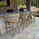 PURPLE LEAF Counter Stools, Bar Stools Set of 2 Rattan Bar Stools Wicker Bar Chairs Woven Aluminum Barstools with Back and Cushions