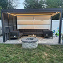 PURPLE LEAF Athena Louvered Pergola Grey Outdoor Aluminum Pergola with Strip Lights Adjustable Gazebo for Patio Deck Garden